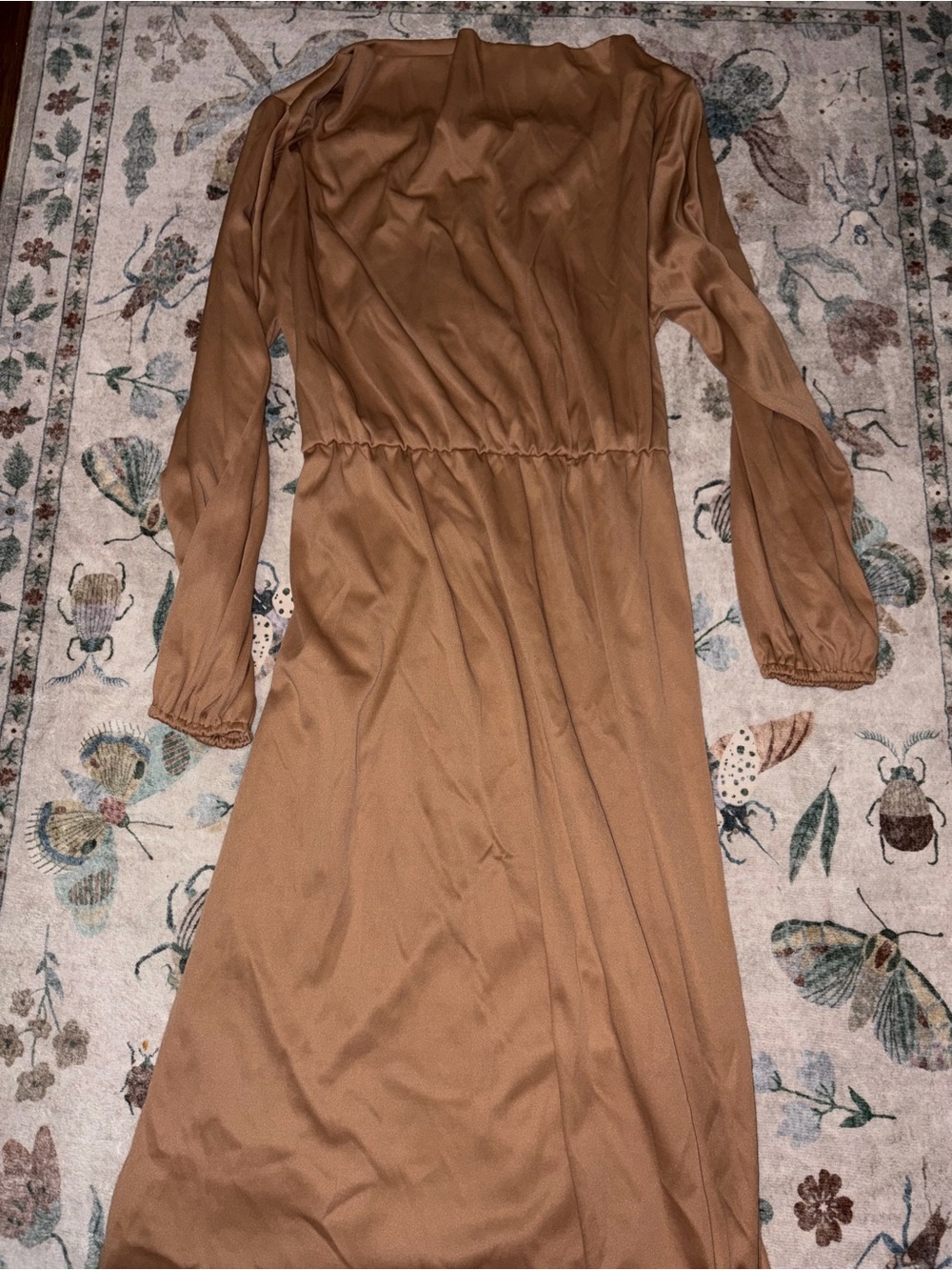 VTG 70s JCPenney Fashions Long Sleeve Elastic Waist Midi Dress